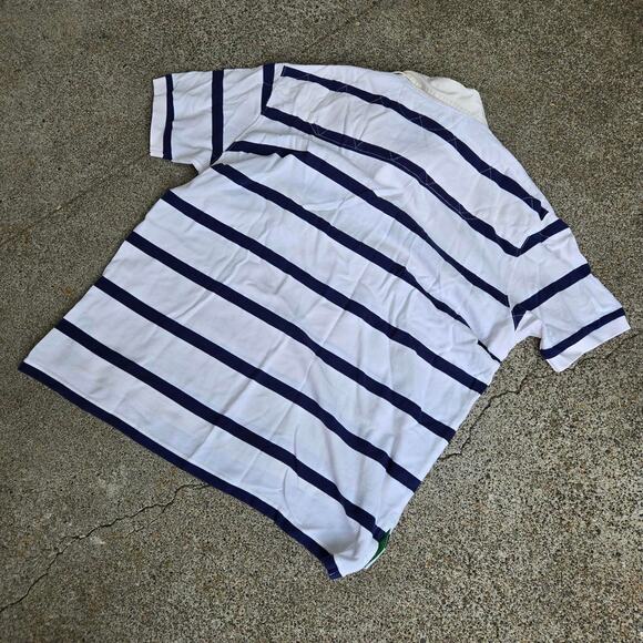 Vtg 90s POLO RALPH LAUREN Horse Logo Colorblock Stripe Padded Rugby Shirt XXL - Picture 5 of 7
